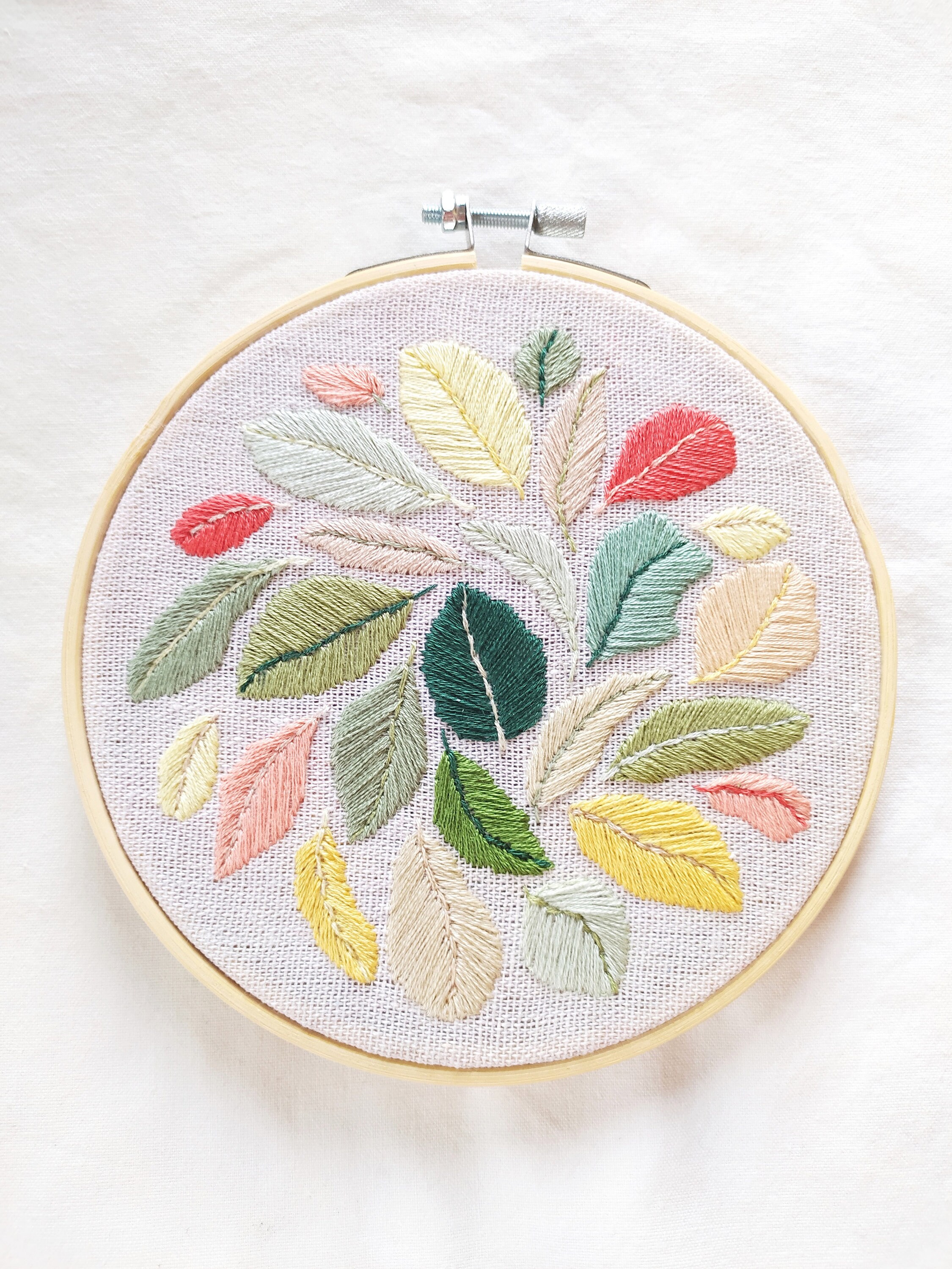 Leaves Embroidery Pattern Beginner Leaf Embroidery Design - Etsy