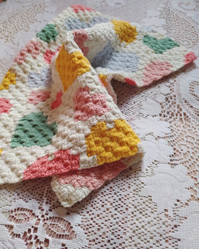 baby gift Baby blanket crochet pattern C2C chart and written instruction corner to corner security blanket design instant download pdf