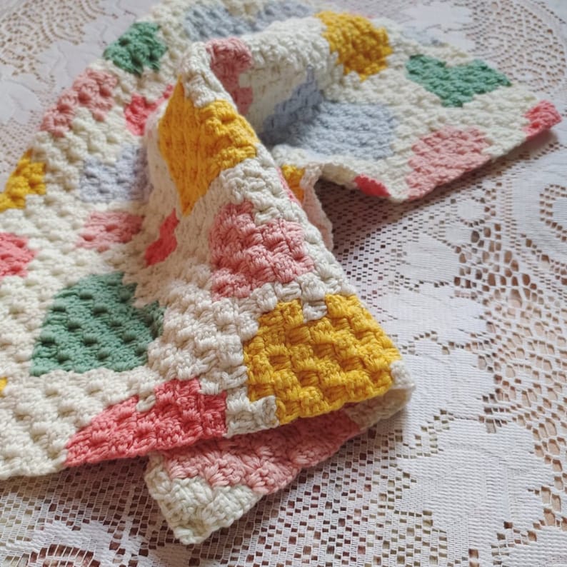 baby gift Baby blanket crochet pattern C2C chart and written instruction corner to corner security blanket design instant download pdf
