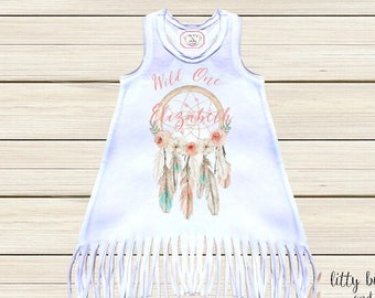 Wild One Fringe Dress First Birthday Girl Outfit Wild One Birthday Dress Boho Baby Clothes Baby Boho Clothes Toddler Long Sleeve Dress