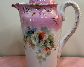 Antique Floral Chocolate Pot