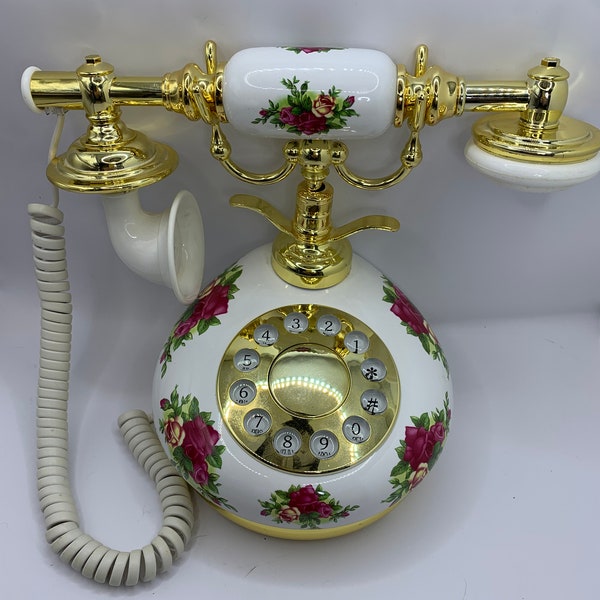 Vintage Porcelain Roses French Siecle Telephone