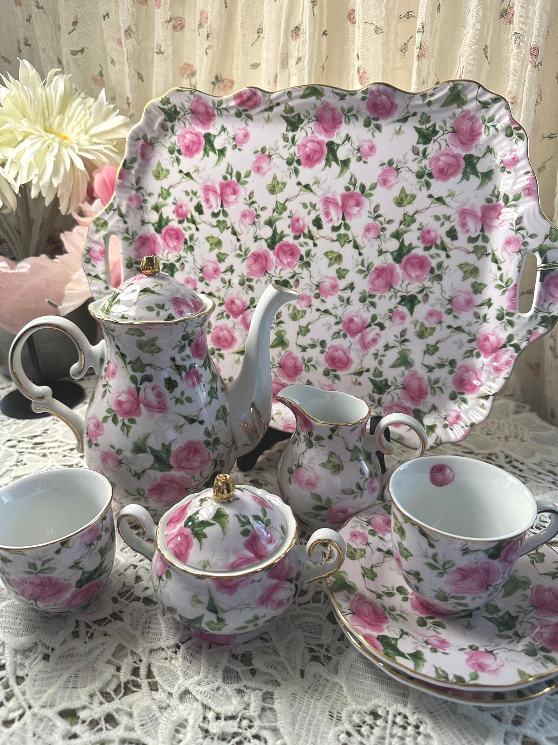 Vintage Victoria Garden Rose Tea Set - Etsy