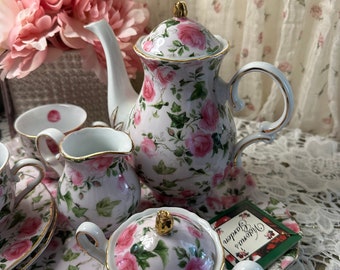 Vintage Victoria Garden Rose Tea Set - Etsy