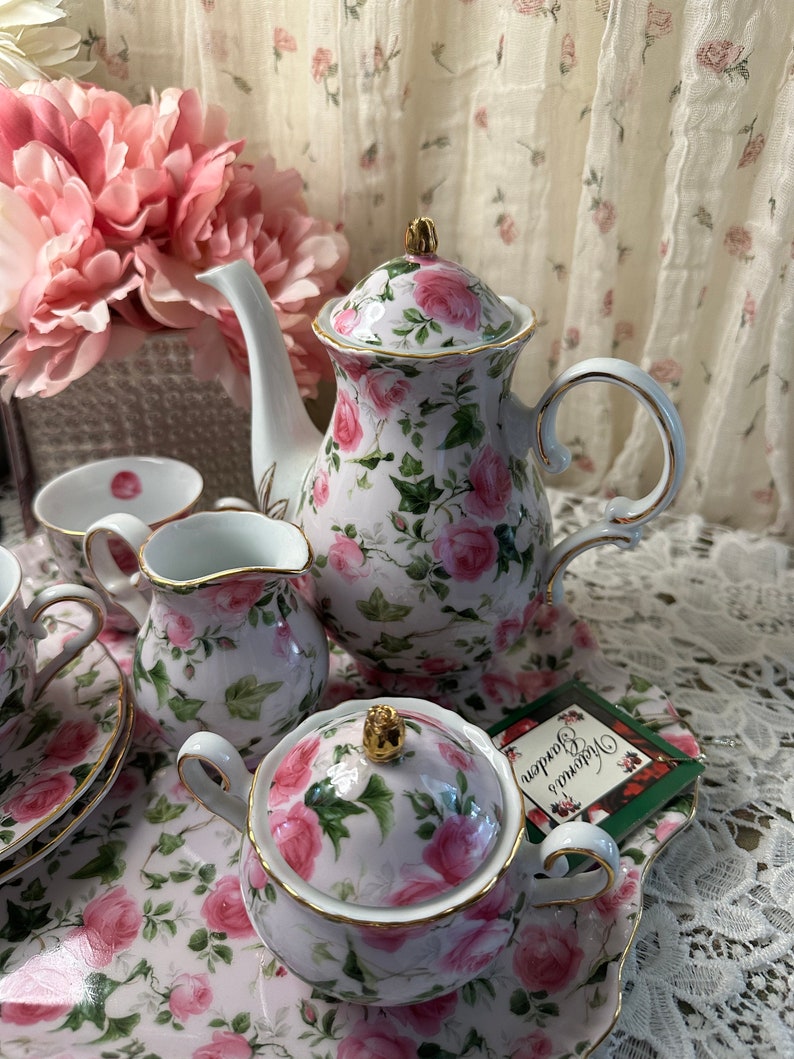 Vintage Victoria Garden Rose Tea Set Etsy