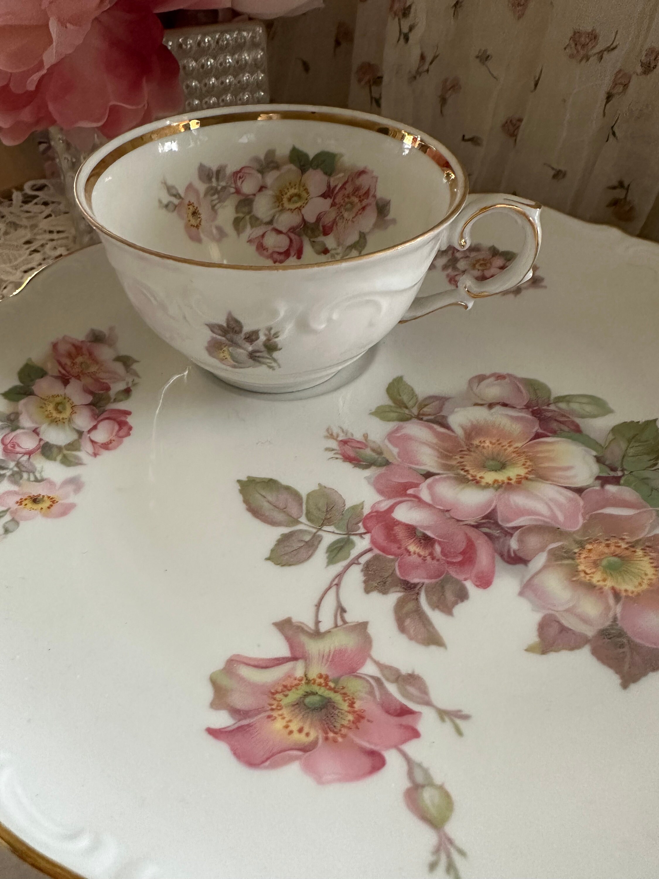 Vintage Snack Scallop Tea Set Schumann Arzberg Germany ( Wild Rose ...