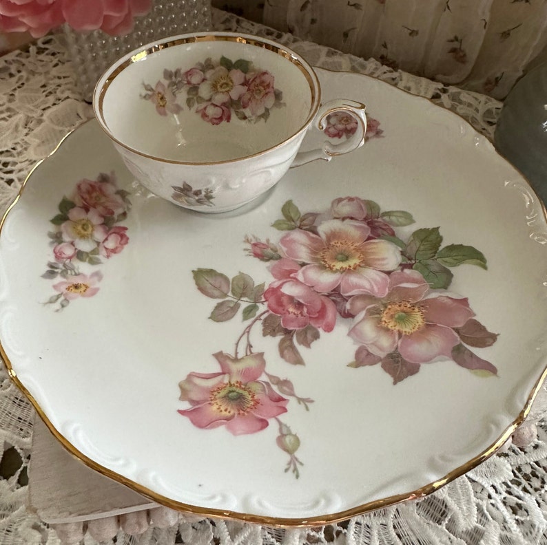 Vintage Snack Scallop Tea Set Schumann Arzberg Germany ( Wild Rose ...