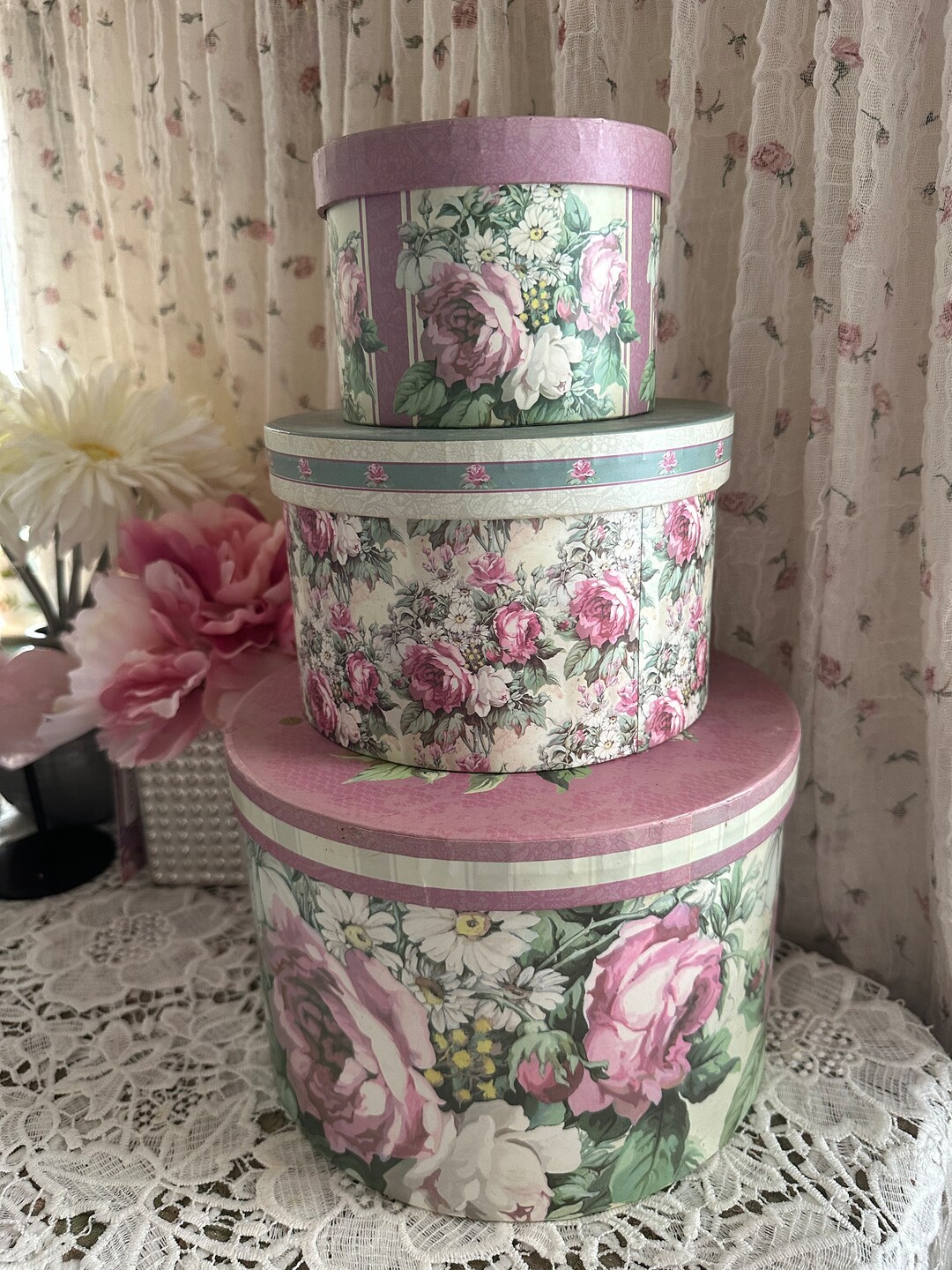 Vintage Nesting Hat Boxes With Jewelry Storage Trays Etsy