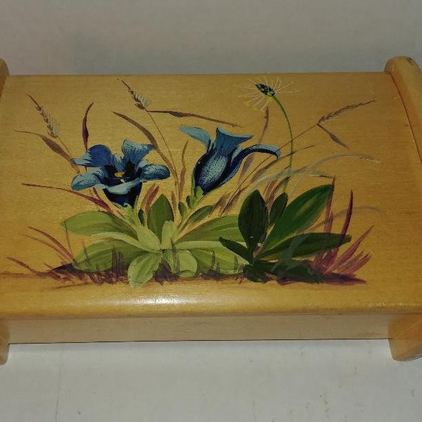 Vintage Handmade Real Wood with Hand Painted Box