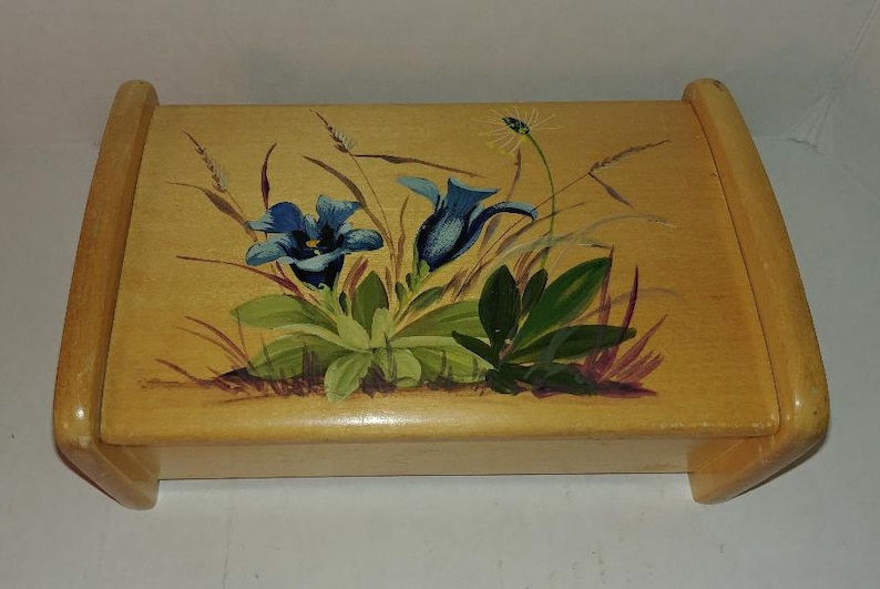 Vintage Handmade Real Wood with Hand Painted Box image 1