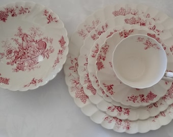 食器 Burleigh red felicity plate Burleigh Red Calico Felicity Fruits Plate HB24 Φ12.2×H2.5cm