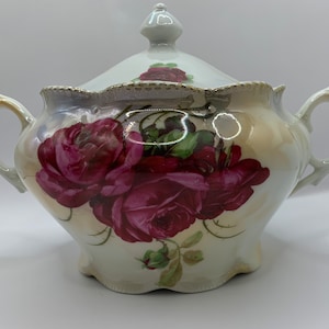 Antique Roses Biscuit/Cracker Jar