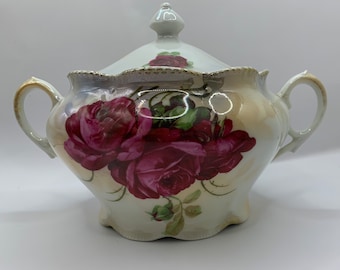 Antique Roses Biscuit/Cracker Jar