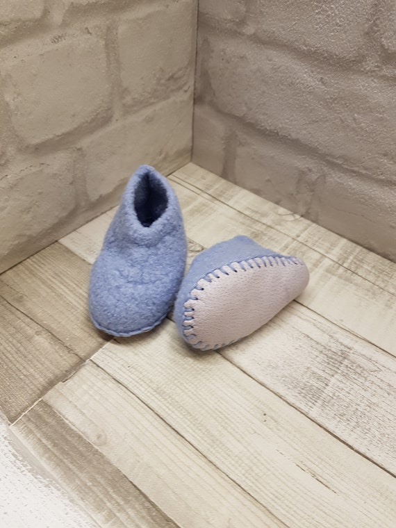 birthday gift baby shower gift Gray heather felt mouse shoes handmade baby\u2019s first shoes baby and toddler shoes with leather soles