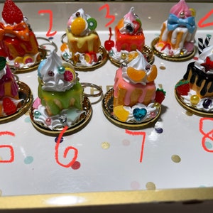Dessert keychain cell phone chain , cake , donut , whole cake drink, cup , milkshake, pancake cute 2 inch