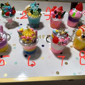 Dessert keychain cell phone chain , milkshake, bubble tea, ice-cream, drink, cup , milkshake, kawaii, cute 2 inch