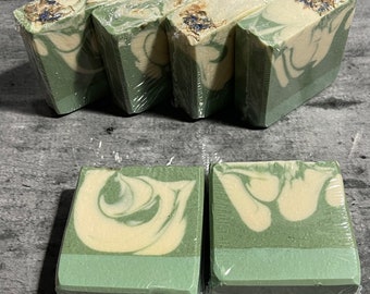 Handmade Artisan Lemongrass cold process soap bar with Shea butter cocoa butter oatmeal clay skin loving oil gift