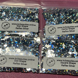 Reflex silver Square Star Dot Hemp shape Solvent Resistant nail art gel epoxy USA Seller