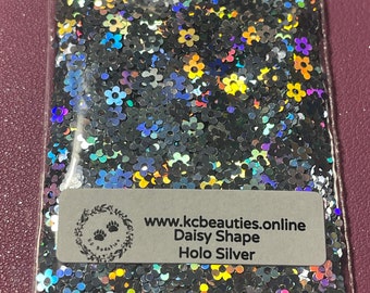 Solvents Resistant Daisy Flower shape glitter silver nail act face US Seller