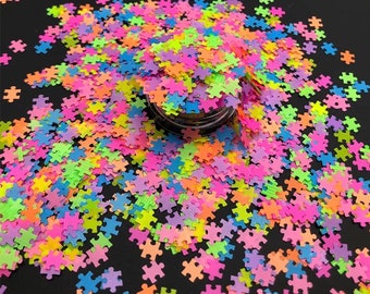 Mix Bright Neon Colors Solvent Resistant Puzzles Spangles Glitter Nail Art
