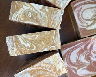 Turmeric Soap Unscented cold process soap bar 5 oz large good for dark spots with oatmeal and clay