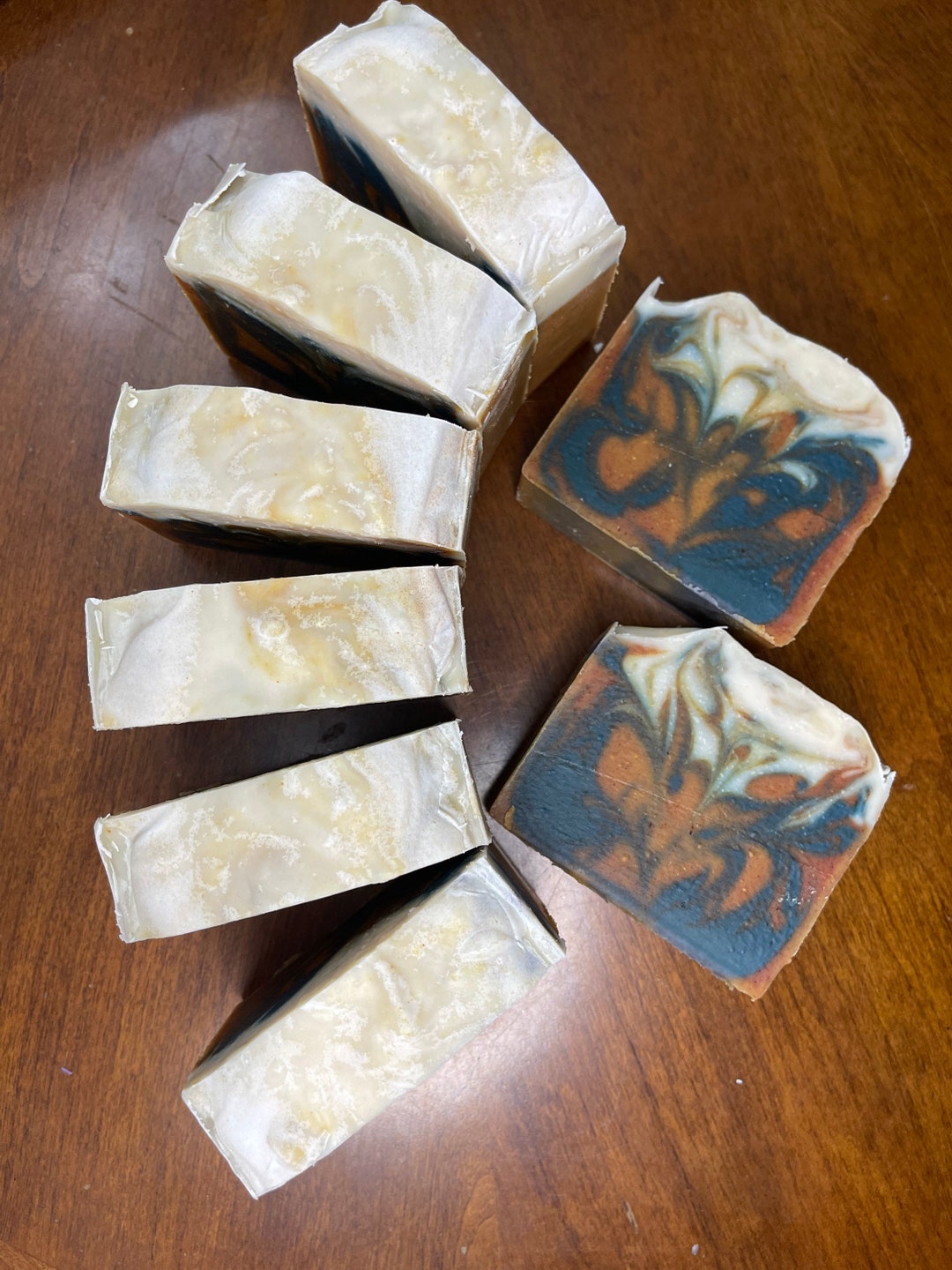 Indigo Turmeric Cold Process Soap 5.5 Oz Large Bar Soap With Oatmeal