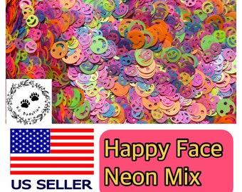 Neon happy face glitter solvents Resistant epoxy nail art resin tumbler polyester glitter cute bling