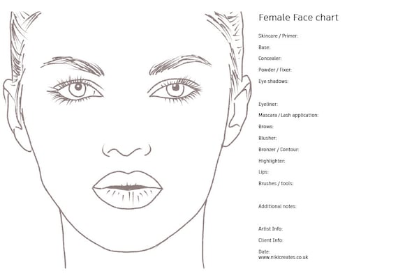 Face Chart Blank for Make Up. Digital A4. - Etsy UK