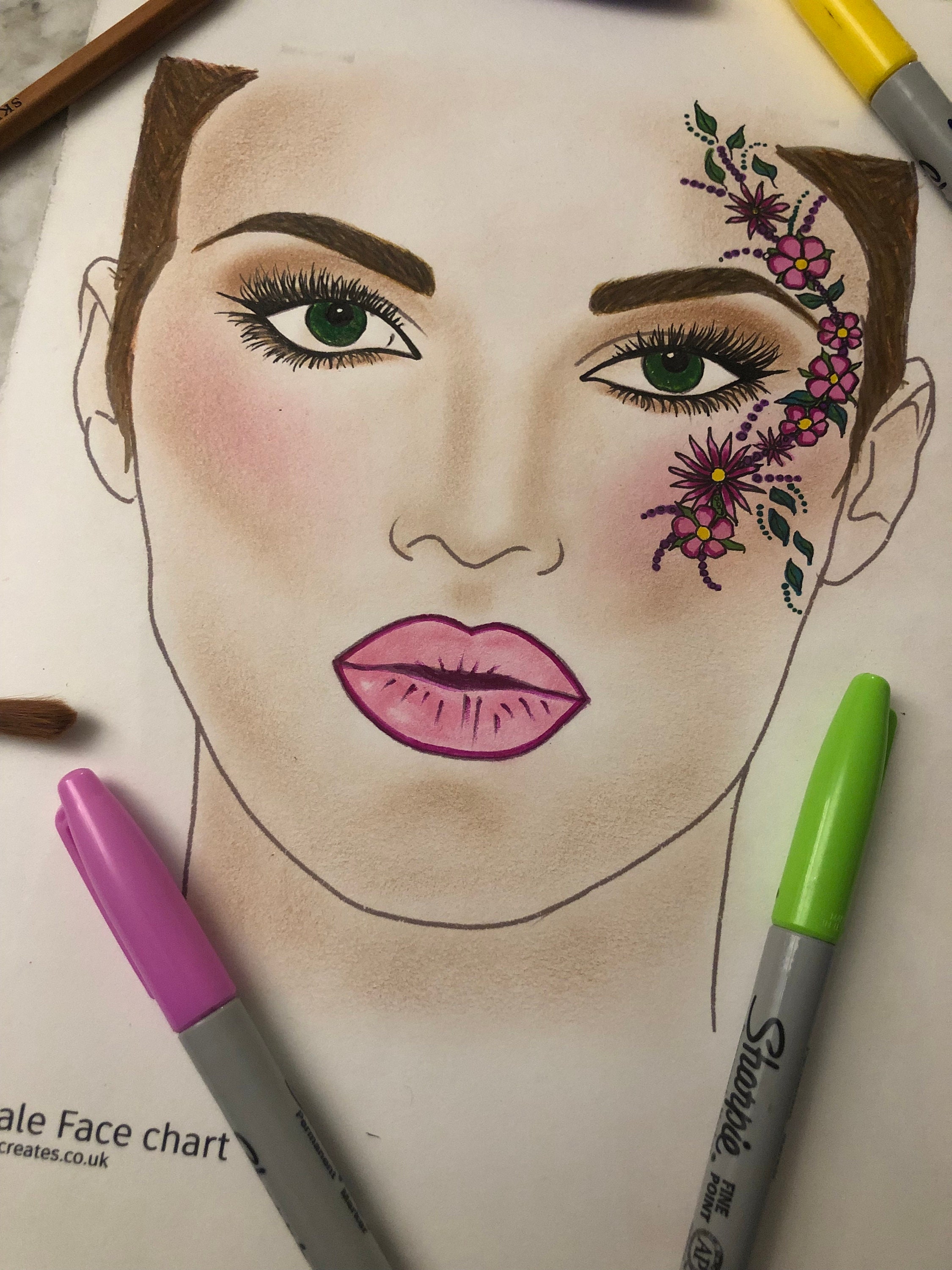 S.リーナ(FACECHART: Drawing with Makeup Facechart course | Learn face chart makeup Art | Liza