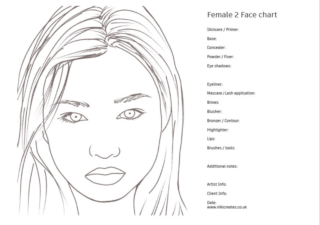 FACE CHART BLANK A4 Etsy