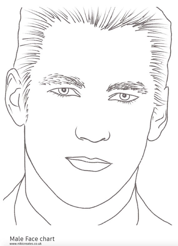 Male Face Chart/ Blank A4 Digital - Etsy