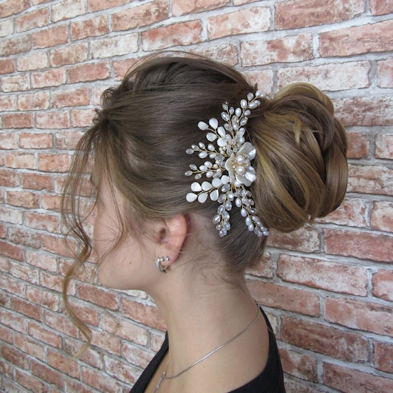 Bridal Hair Comb Flower Hair Combs Decorative Combs Sale Wedding Combs White Floral Comb Pearl Comb