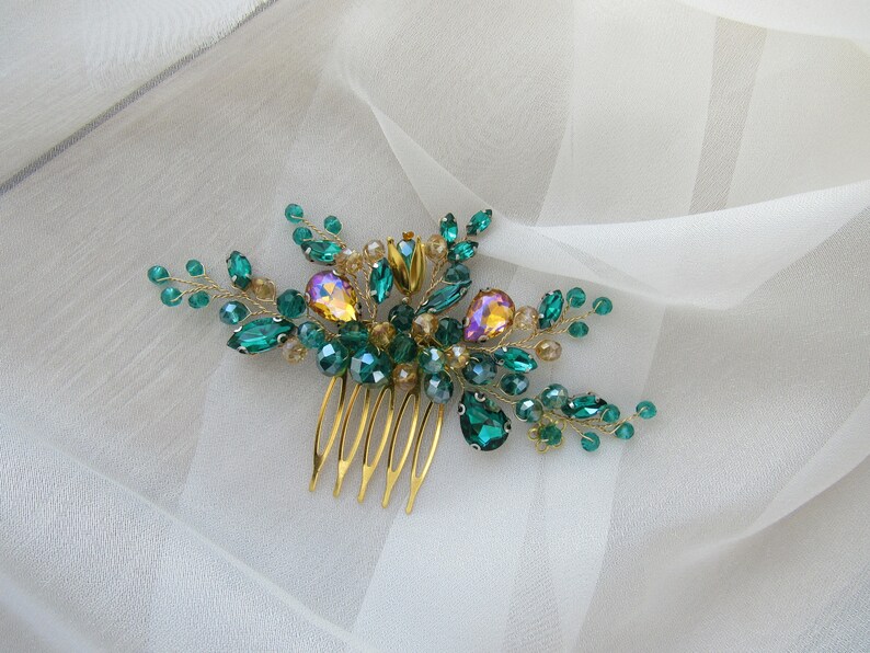 Emerald haircomb Bridal Hair Piece Accessory for bride Wedding | Etsy