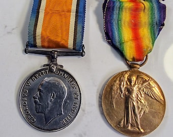 WW1 War Medal & Victory Medal Pair to  T4 198743 PTE G.F. BISSET A.S.C (Vintage Original )