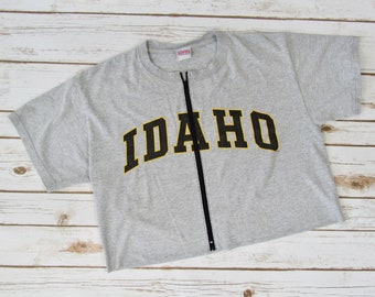 VINTAGE University of Idaho Zip-Up Crop Tee (M)