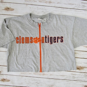 VINTAGE Clemson University Zip Up Crop Tee (L)