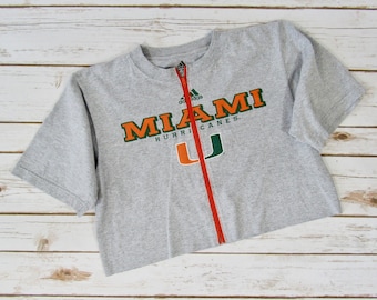 VINTAGE University of Miami Zip-Up Crop Tee (S)