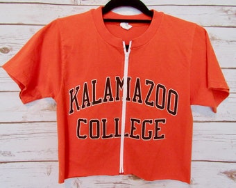 VINTAGE Kalamazoo College Zip-Up Crop Tee (S)