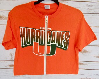 NEW University of Miami Zip-Up Crop Tee (S)