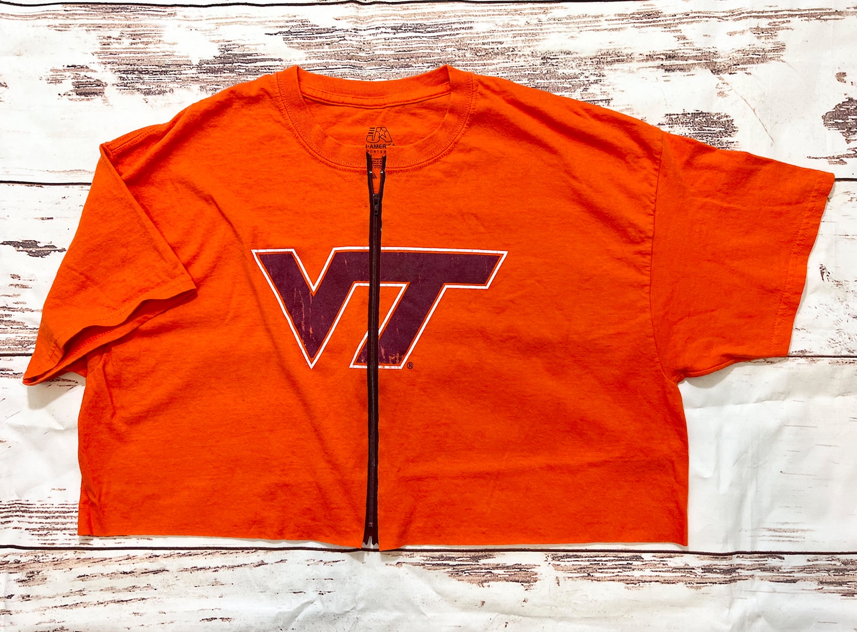 VINTAGE Virginia Tech Zip up Crop Tee L - Etsy