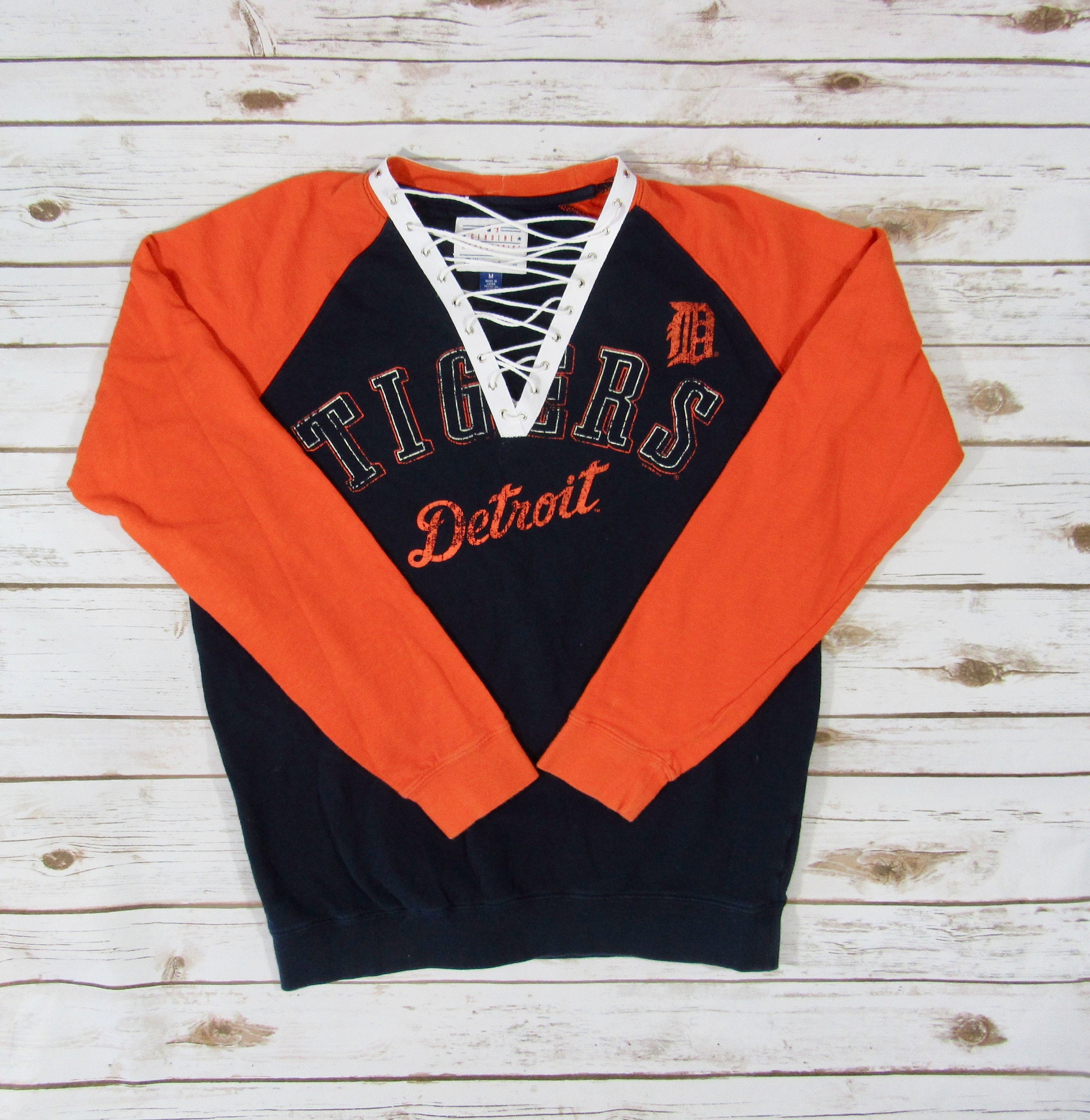 VINTAGE Detroit Tigers Lace up Sweatshirt/crewneck/pullover 