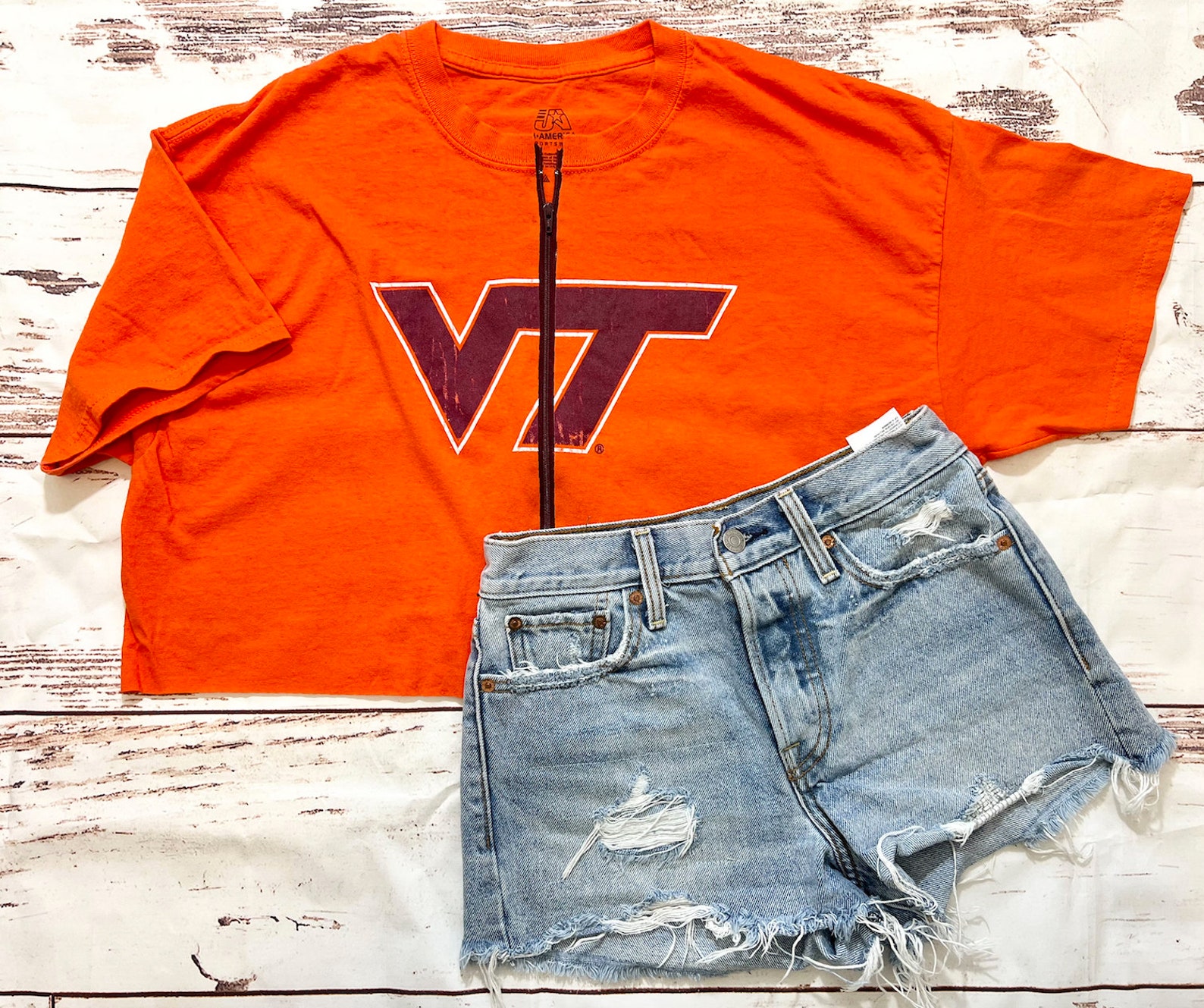 VINTAGE Virginia Tech Zip up Crop Tee L Etsy
