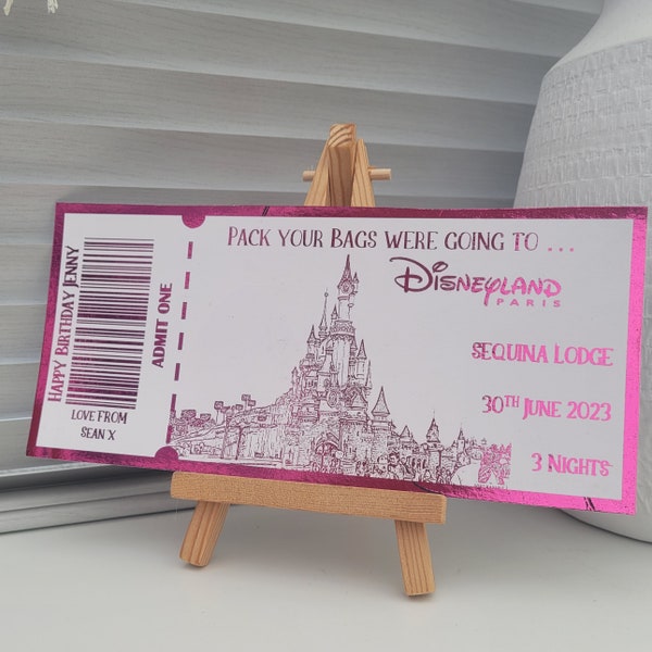 Disney Reise, Überraschungsreise, Disney Urlaub, Eintrittskarte, Folienkarte, Urlaubsandenken, Disney Andenken, Geschenkgutschein, Disney Cruise