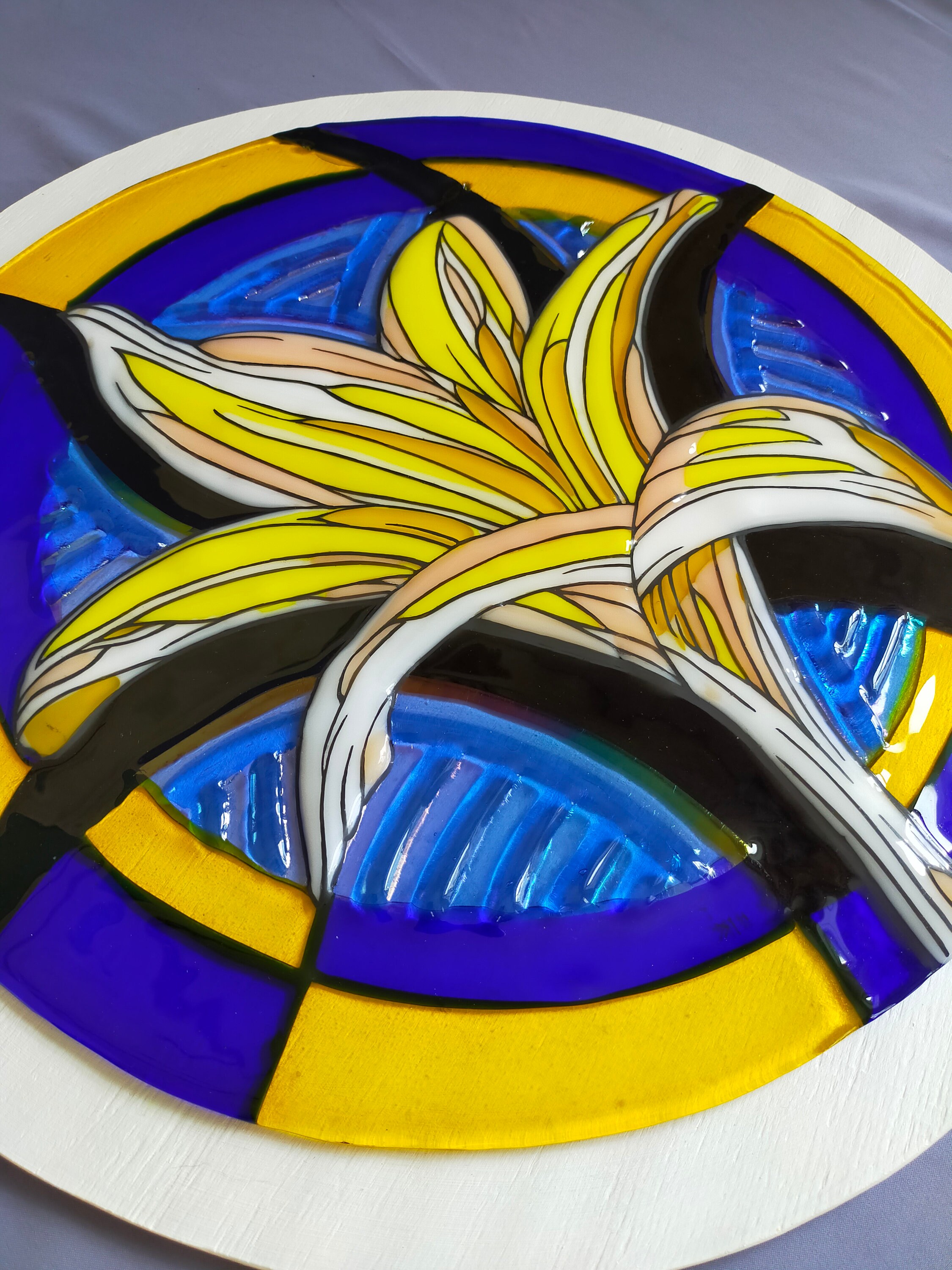 Glass Wall Panel With Lily Glass Art Panel Etsy