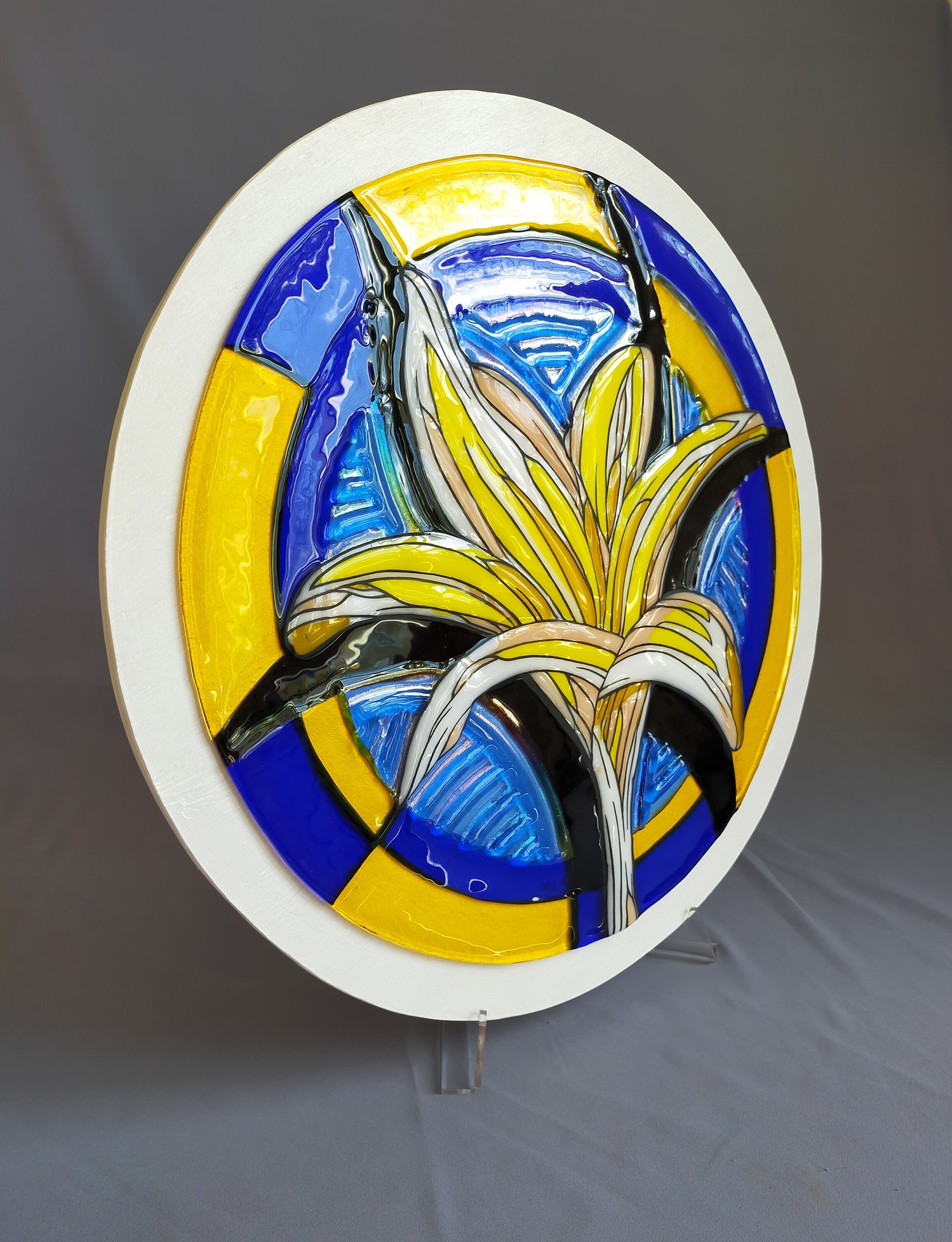 Glass Wall Panel With Lily Glass Art Panel Etsy