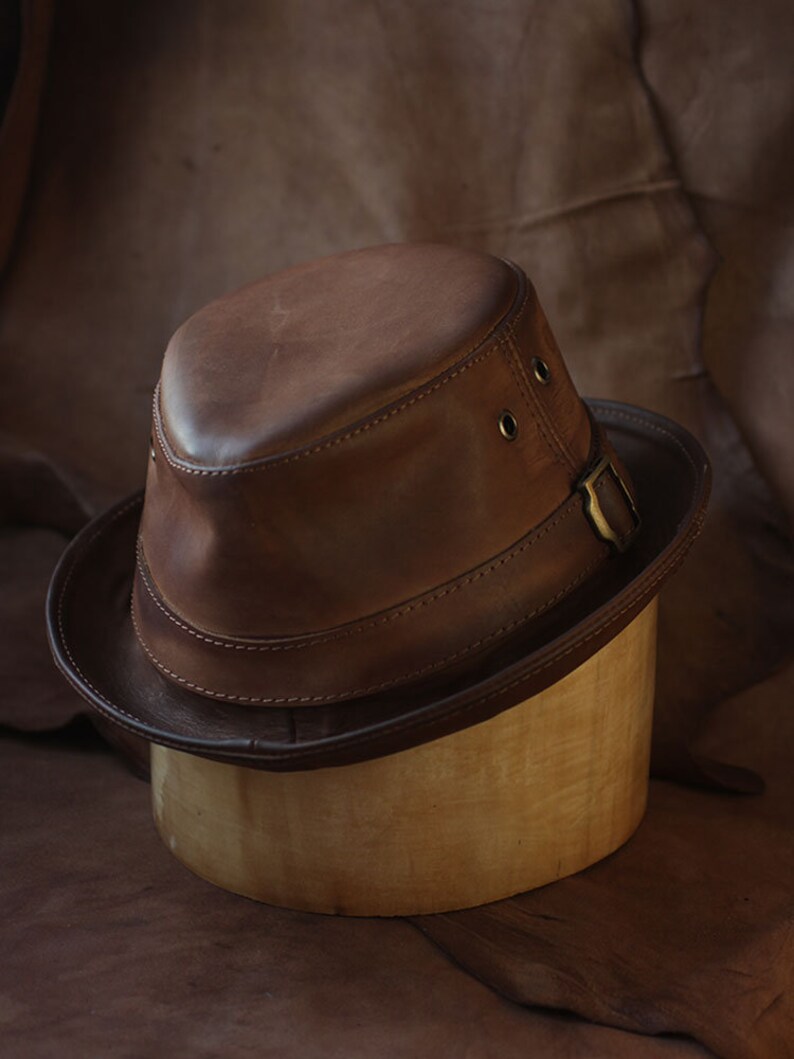 Waxed Leather Trilby Hat TRL-04 | Etsy 