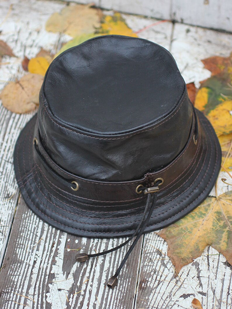 Waxed leather bucket hat BBH02 Etsy