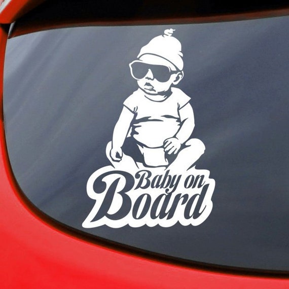 Baby on Board Vinyl Car Sticker with sunglasses Decal Sign Window Safety Bumper