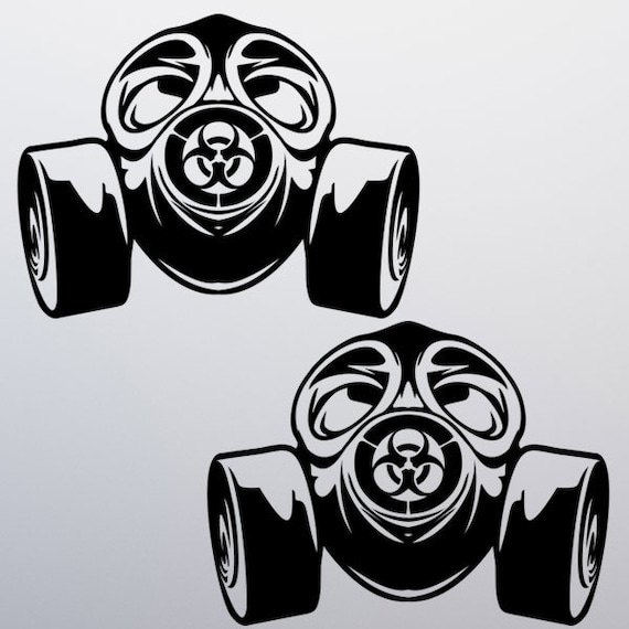 Pack Sticker 2 TWO Gas Mask Vinyl Decal