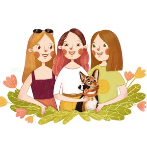 Illustrazione ritratto amici personalizzati, Regalo di compleanno, Regalo di anniversario, Illustrazione di amici da foto
